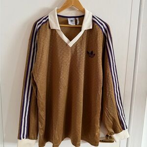 Adidas Brown Long Sleeve Shirt Retro Style
